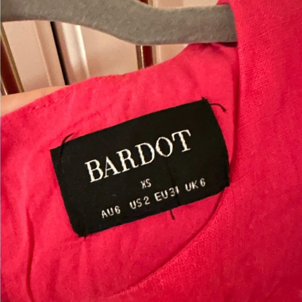 Bardot puff sleeve linen mini dress - Picture 3 of 3